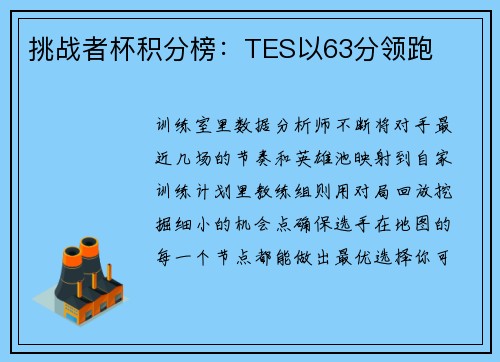 挑战者杯积分榜：TES以63分领跑